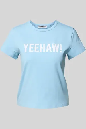 Review T-shirt z nadrukiem ze sloganem