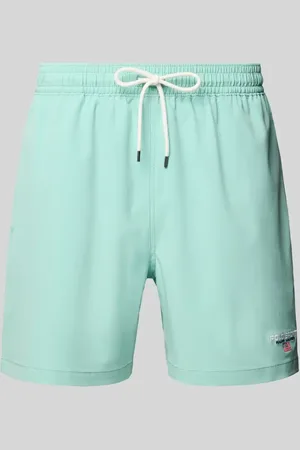 Ralph Lauren Spodenki kąpielowe o kroju relaxed fit z wyhaftowanym logo model ‘TRAVLER’