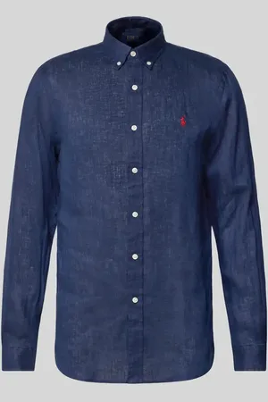Ralph Lauren Koszula lniana o kroju slim fit z wyhaftowanym logo