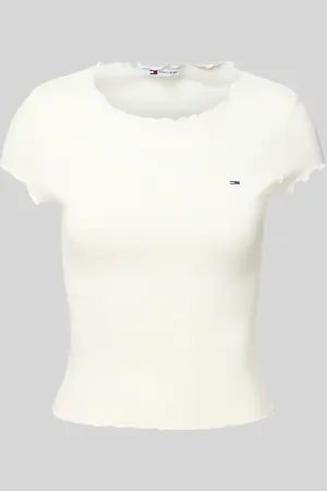 Tommy Hilfiger T-shirt o kroju slim fit z mieszanki bawełny i elastanu