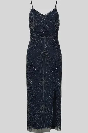 Lace & Beads Sukienka koktajlowa o długości do kolan z cekinowym obszyciem i obszyciem ozdobnymi kamieniami
