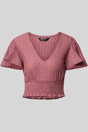 ONLY Top krótki o kroju regular fit z marszczonymi detalami model ‘HANNAH’