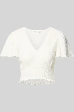 ONLY Top krótki o kroju regular fit z marszczonymi detalami model ‘HANNAH’