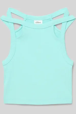QS by s.Oliver Top o kroju slim fit z wycięciami