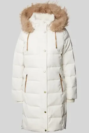 Ralph Lauren Płaszcz pikowany z kapturem i obszyciem z ozdobnego futra
