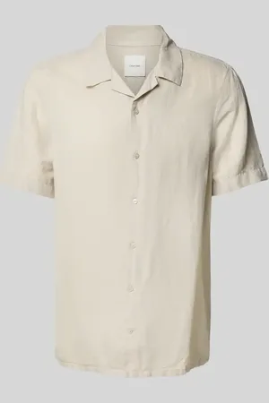 Calvin Klein Koszula lniana o kroju regular fit z kołnierzem z połami
