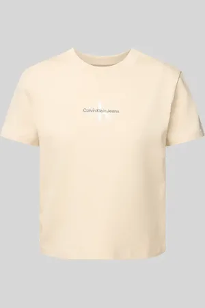 Calvin Klein T-shirt z wyhaftowanym logo i okrągłym dekoltem