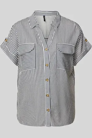 VERO MODA Bluzka koszulowa o kroju regular fit z czystej wiskozy model ‘BUMPY’