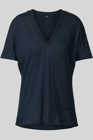 HUGO BOSS T-shirt z dekoltem w serek model ‘Eylina’