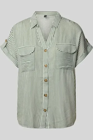 VERO MODA Bluzka koszulowa o kroju regular fit z czystej wiskozy model ‘BUMPY’