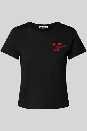 Review T-shirt z wyhaftowanym motywem