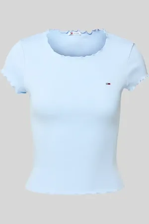 Tommy Hilfiger T-shirt o kroju slim fit z mieszanki bawełny i elastanu