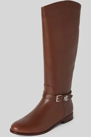 Ralph Lauren Kozaki skórzane z aplikacją z logo model ‘BROOKE’