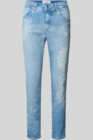 Angels Jeansy o kroju slim fit z obszyciem ozdobnymi kamieniami model ‘Ornella’