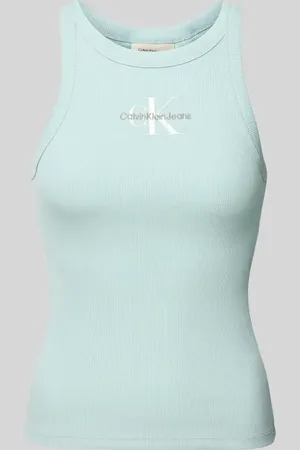 Calvin Klein Top z wyhaftowanym logo i okrągłym dekoltem