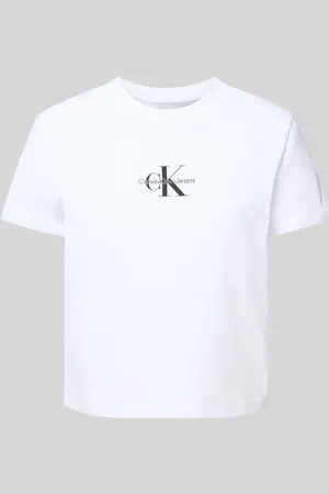 Calvin Klein T-shirt z wyhaftowanym logo i okrągłym dekoltem