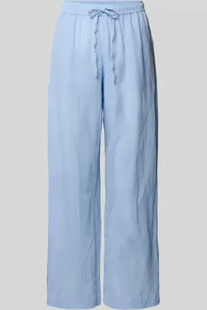 Neo Noir Spodnie lniane o kroju straight fit z wpuszczanymi kieszeniami model ‘Sonar’