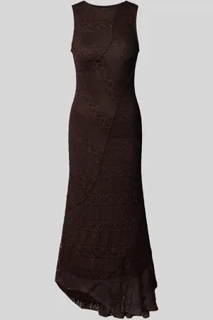Gina Tricot Długa sukienka z koronki z okrągłym dekoltem