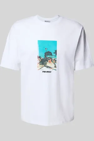 Review T-shirt o kroju regular fit z mieszanki bawełny i wiskozy