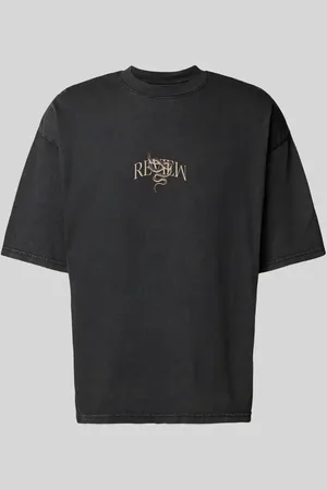 Review T-shirt o kroju oversized z okrągłym, prążkowanym dekoltem