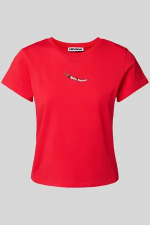 Review T-shirt z wyhaftowanym motywem