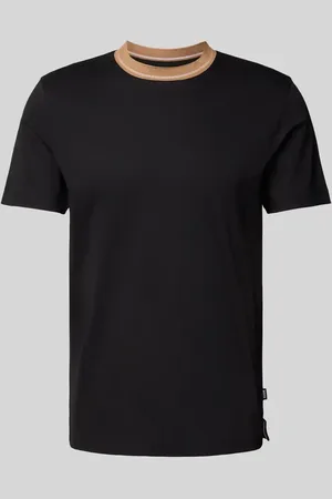 HUGO BOSS T-shirt z prążkowanym, okrągłym dekoltem model ‘Tessler’