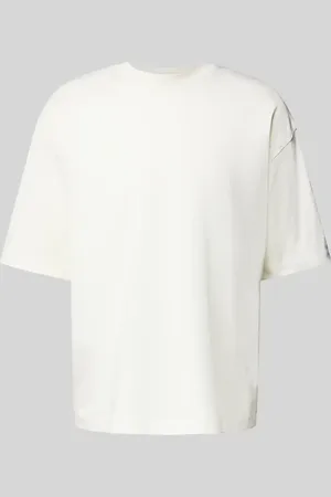 Jake*s T-shirt z bawełny ekologicznej z prążkowanym, okrągłym dekoltem