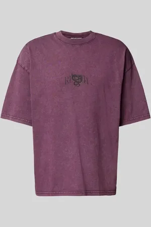 Review T-shirt o kroju oversized z okrągłym, prążkowanym dekoltem