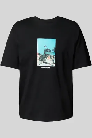 Review T-shirt o kroju regular fit z mieszanki bawełny i wiskozy