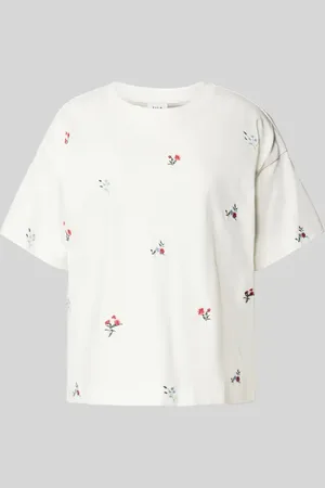 VILA T-shirt z prążkowanym, okrągłym dekoltem model ‘MONIE’