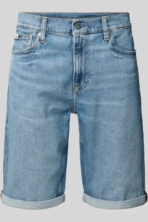 Calvin Klein Szorty jeansowe o kroju slim fit z detalem z logo