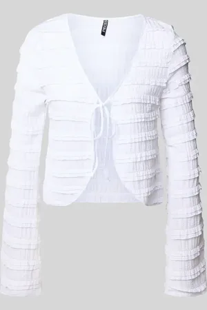 Pieces® Kardigan o kroju regular fit z detalami z koronki model ‘ANINE’
