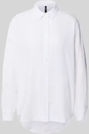 VERO MODA Bluzka lniana o pudełkowym kroju z karczkiem model ‘LINN’