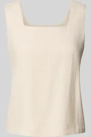My Essential Wardrobe Top na ramiączkach z mieszanki wiskozy i lnu z prostokątnym dekoltem