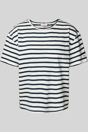 Tommy Hilfiger T-shirt o kroju relaxed fit z mieszanki lnu i bawełny