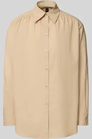 HUGO BOSS Bluzka o kroju relaxed fit z kołnierzykiem typu kent model ‘Belegant’