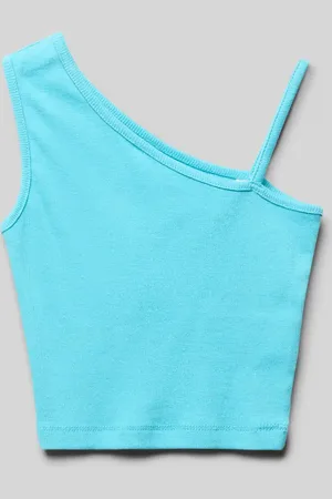 Blue Effect Top z prążkowanymi wykończeniami