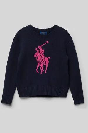 Ralph Lauren Sweter z dzianiny z prążkowanymi wykończeniami