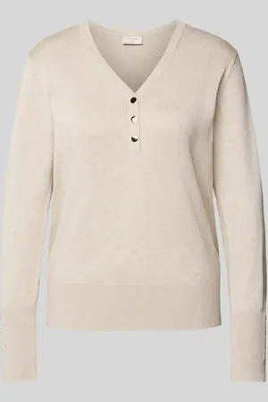 Freequent Sweter z dzianiny z dekoltem w serek model ‘Katie’