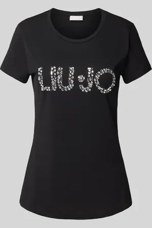 Liu Jo T-shirt z obszyciem ozdobnymi kamieniami z logo