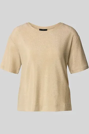 Oui T-shirt z prążkowanym okrągłym dekoltem
