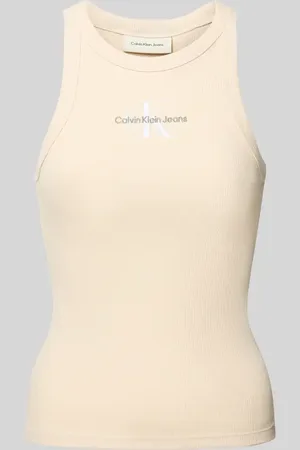 Calvin Klein Top z wyhaftowanym logo i okrągłym dekoltem