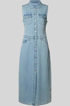 DKNY Sukienka jeansowa z wykładanym kołnierzem