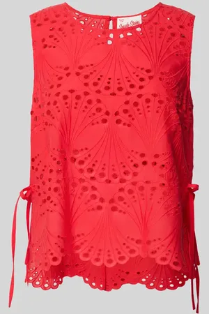 Oui Top bluzkowy o kroju regular fit z haftem angielskim
