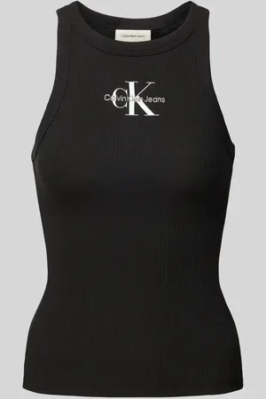 Calvin Klein Top z wyhaftowanym logo i okrągłym dekoltem