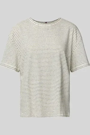 Tommy Hilfiger T-shirt o kroju relaxed fit z mieszanki lnu i bawełny