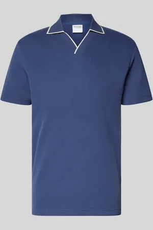 SELECTED Koszulka polo o kroju slim fit z dekoltem w serek model ‘SANGEV’