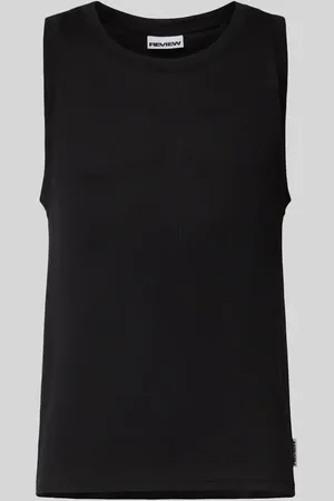 Review Top z okrągłym dekoltem i detalem z logo