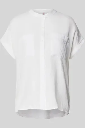 Tommy Hilfiger Bluzka lniana o kroju relaxed fit z krótkim rękawem