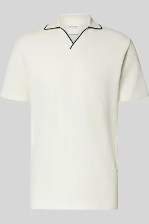 SELECTED Koszulka polo o kroju slim fit z dekoltem w serek model ‘SANGEV’